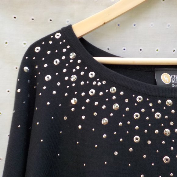 NWT Christine Alexander Embellished Top Black SZ S - Picture 5 of 16